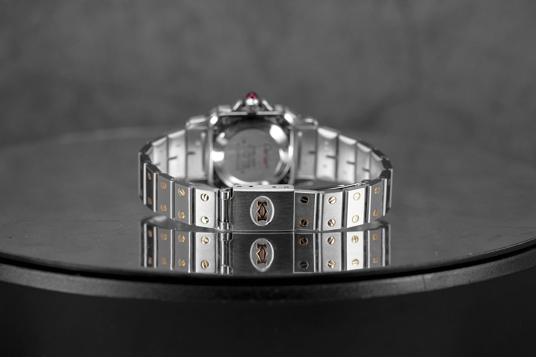 SANTOS CARRÉE TWOTONE YELLOWGOLD BURGUNDY DIAL (UNDATED)