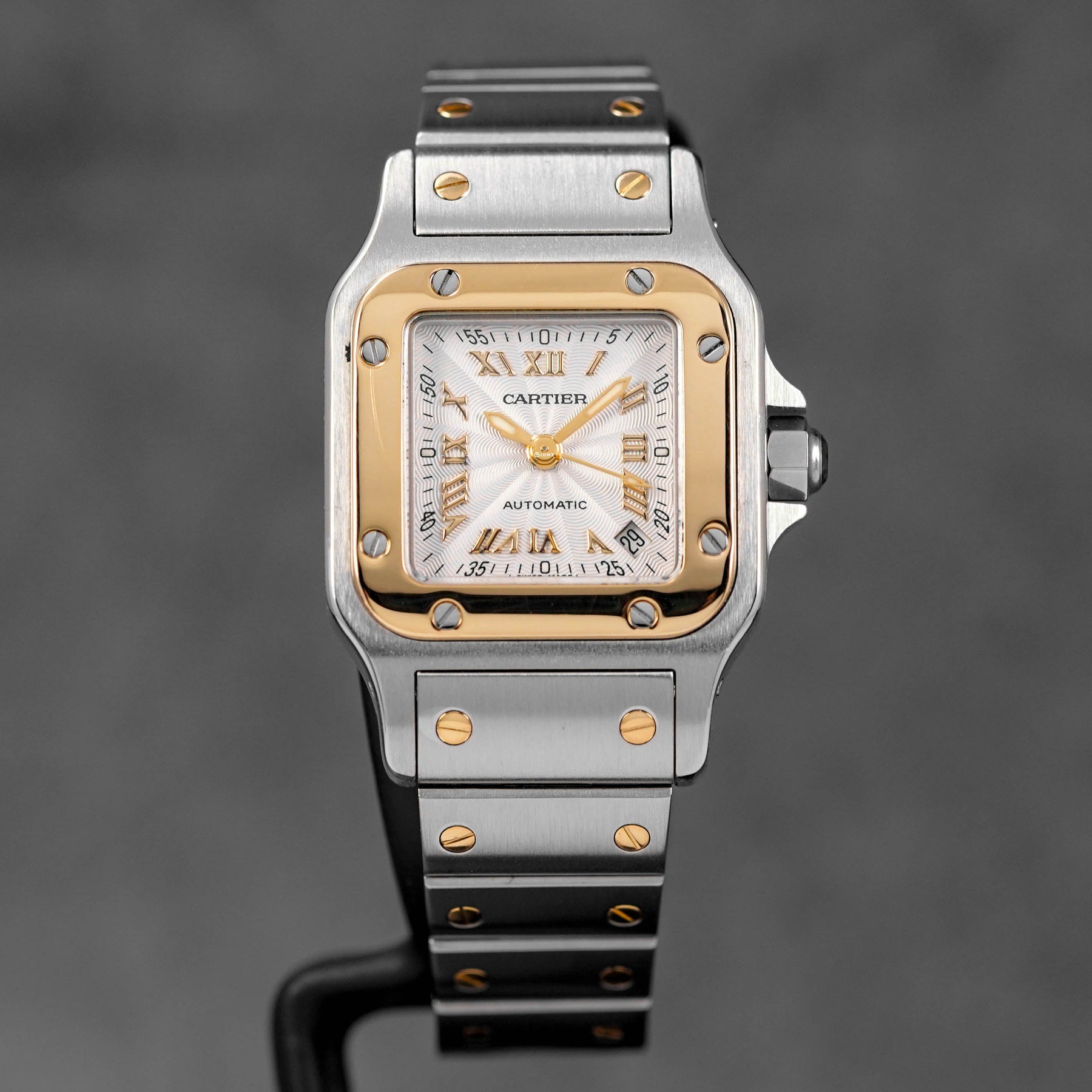 SANTOS GALBEE TWOTONE YELLOWGOLD SILVER ROMAN GOLD DIAL (WATCH ONLY)