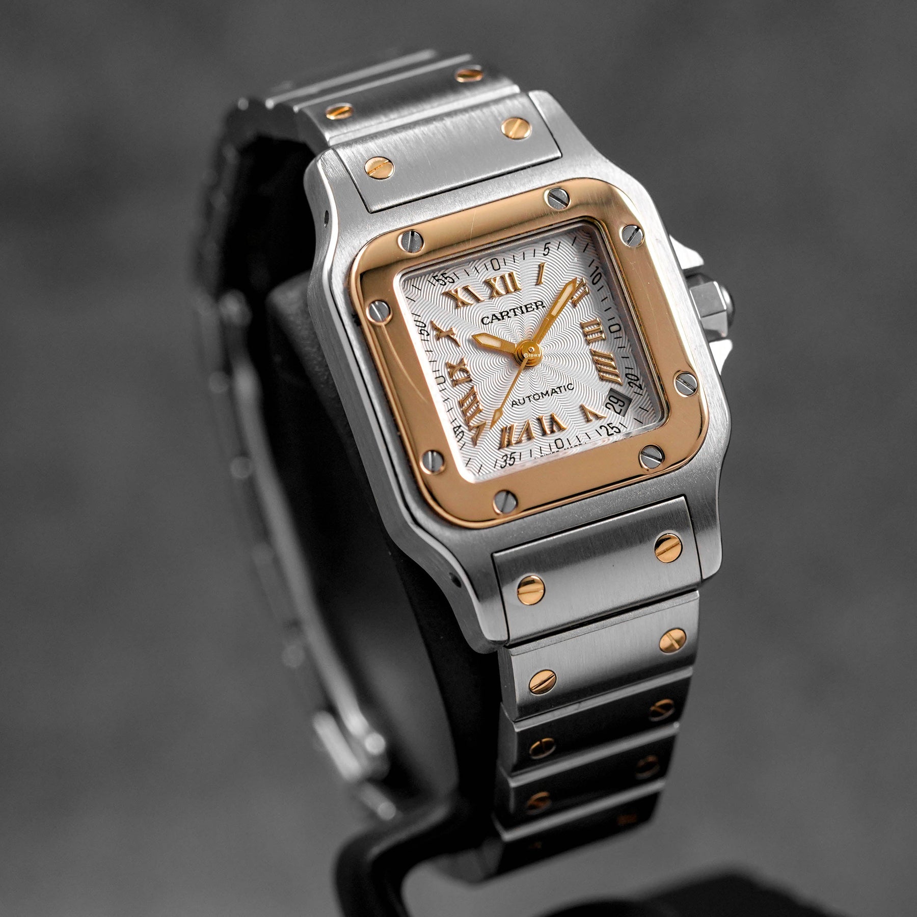 SANTOS GALBEE TWOTONE YELLOWGOLD SILVER ROMAN GOLD DIAL (WATCH ONLY)