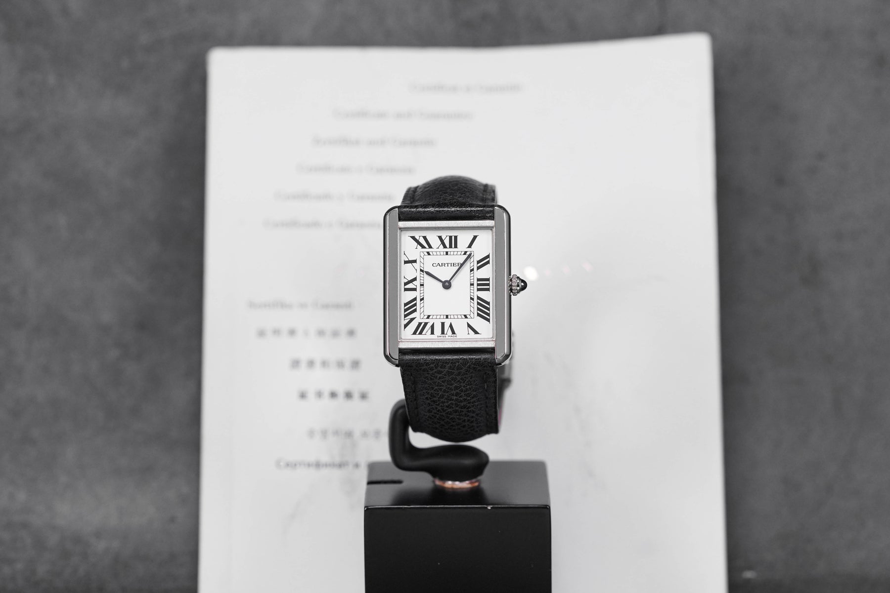 TANK SOLO L SILVER DIAL LEATHER STRAP (2018)