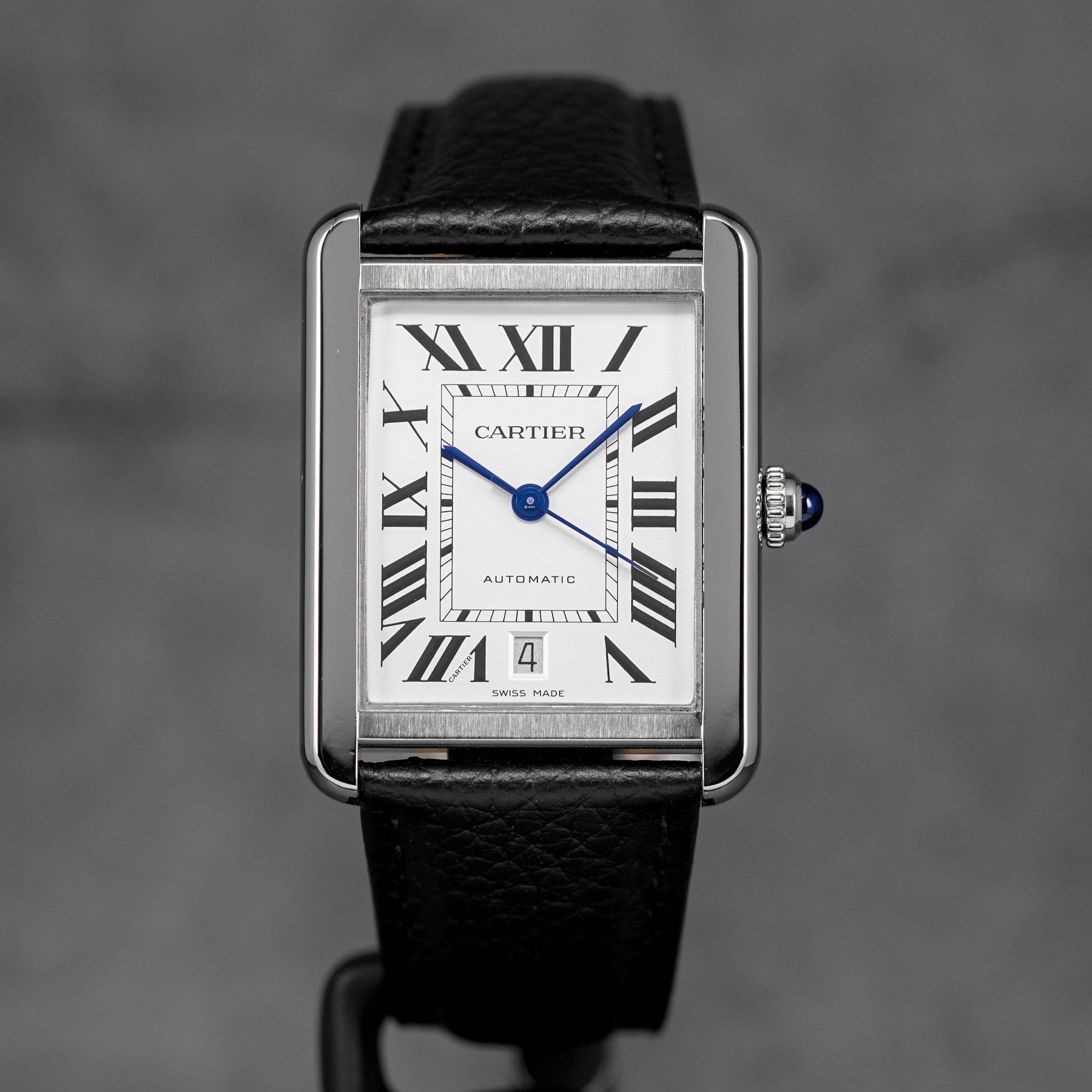 TANK SOLO XL SILVER DIAL LEATHER STRAP (2015)