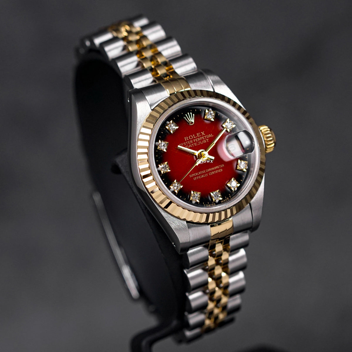 DATEJUST 26MM TWOTONE YELLOWGOLD RED OMBRE DIAMOND DIAL (WATCH ONLY)
