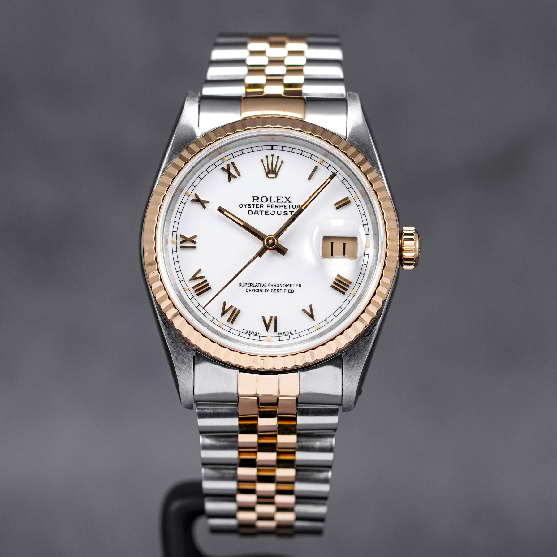 DATEJUST 36MM TWOTONE YELLOWGOLD WHITE ROMAN INDEX DIAL (WATCH ONLY)