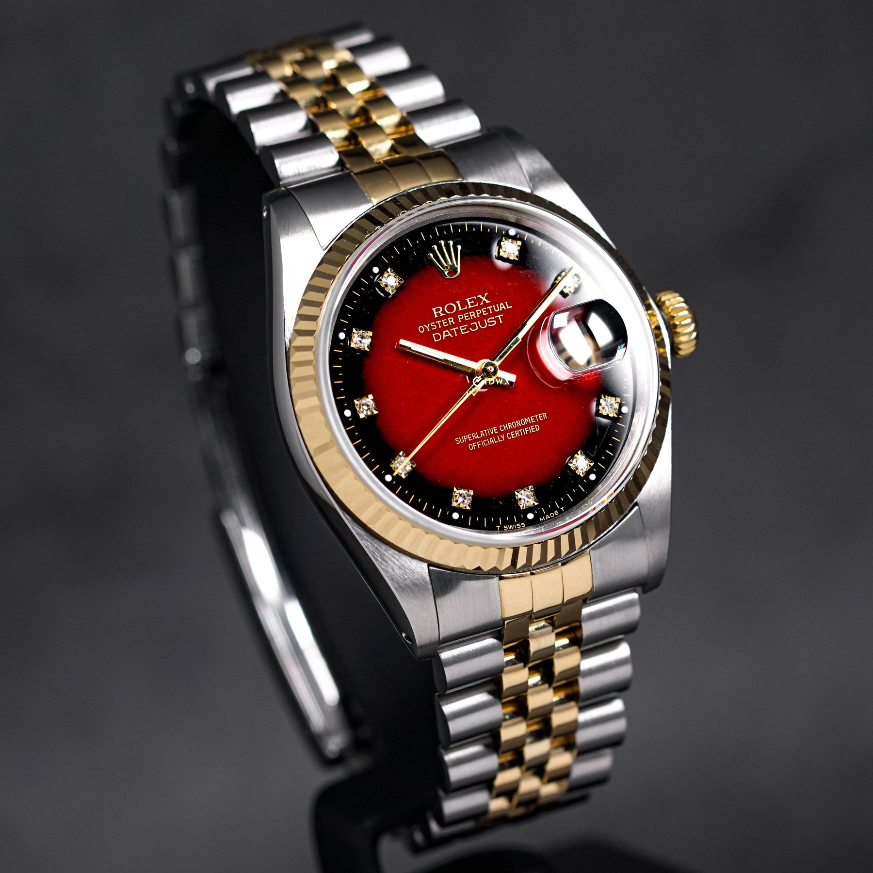 DATEJUST 36MM TWOTONE YELLOWGOLD RED OMBRE DIAMOND DIAL (WATCH ONLY)