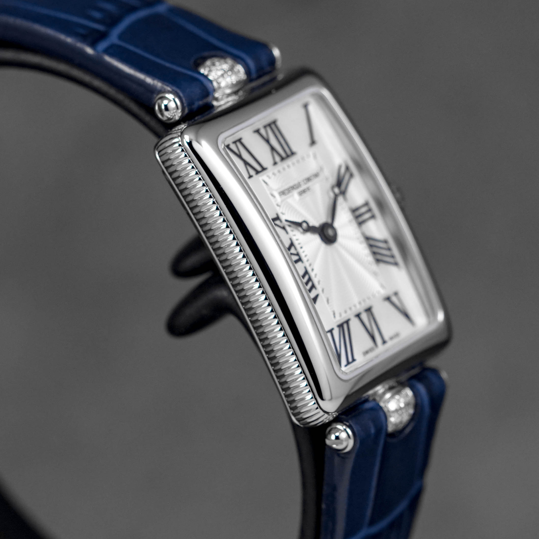 CLASSICS ART DECO CAREE STEEL MOP DIAL LEATHER STRAP