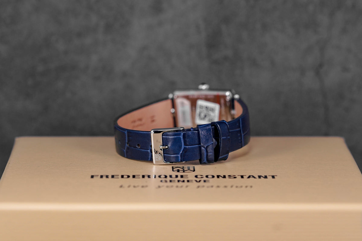 CLASSICS ART DECO CAREE STEEL MOP DIAL LEATHER STRAP