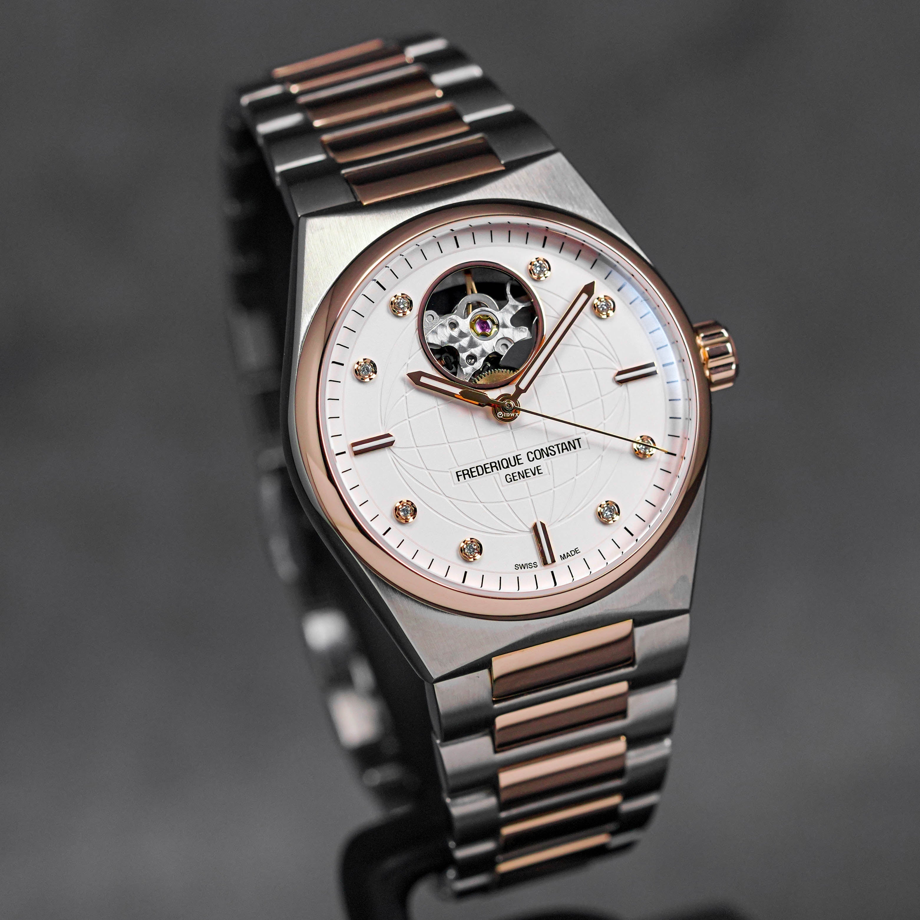 HIGHLIFE HEART BEAT TWOTONE ROSEGOLD-PLATED STEEL SILVER DIAL