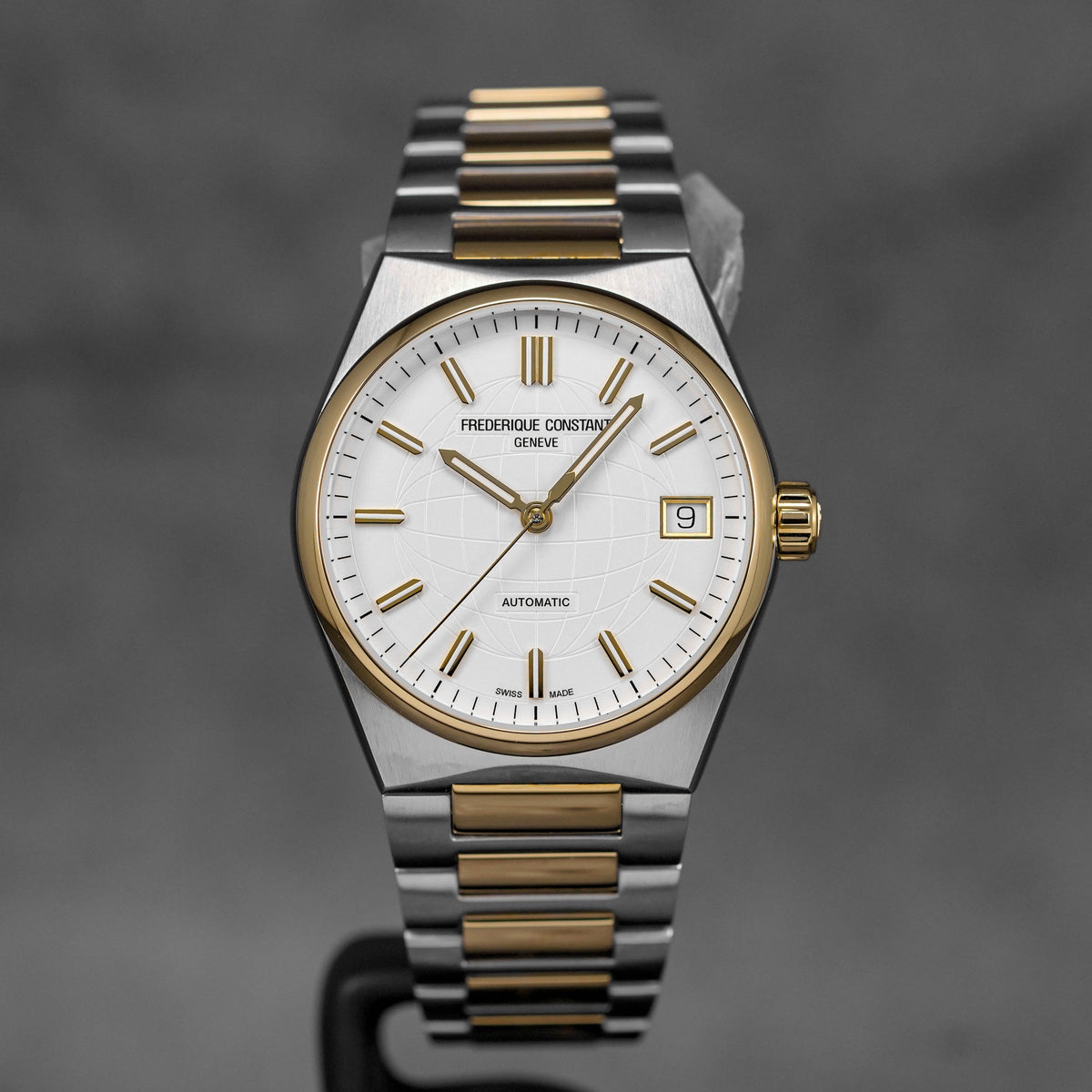 HIGHLIFE LADIES 34MM TWOTONE YELLOWGOLD-PLATED STEEL SILVER DIAL