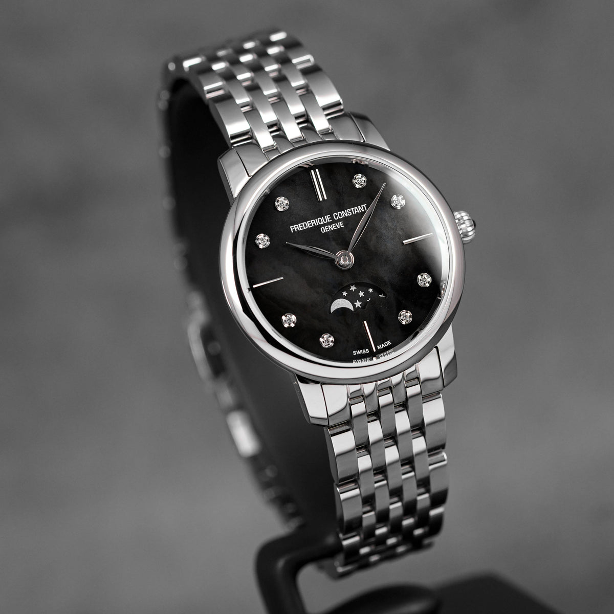 SLIMLINE MOONPHASE BLACK MOP DIAMOND DIAL (2025)