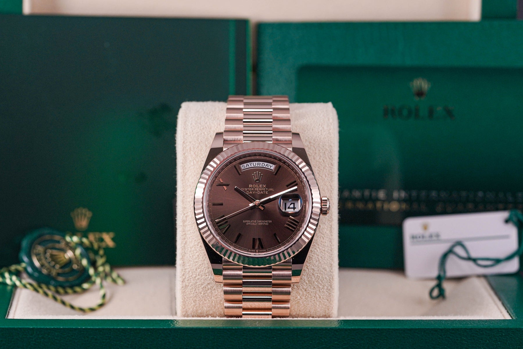 DAYDATE 40MM ROSEGOLD CHOCO ROMAN DIAL
