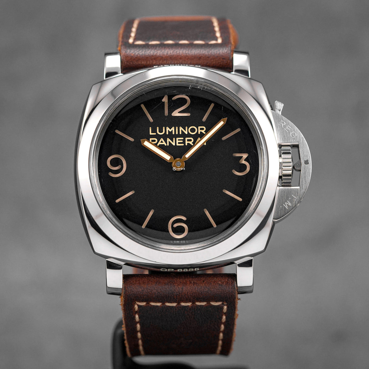 LUMINOR 1950 3 DAYS 47MM BLACK DIAL BROWN LEATHER STRAP PAM 372 (2014)