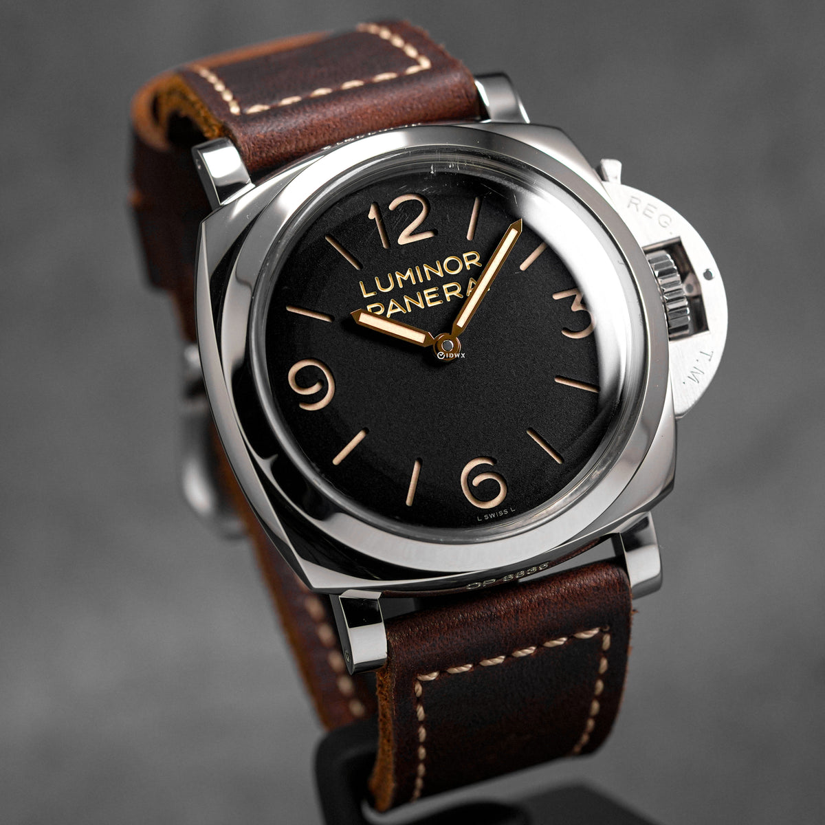 LUMINOR 1950 3 DAYS 47MM BLACK DIAL BROWN LEATHER STRAP PAM 372 (2014)
