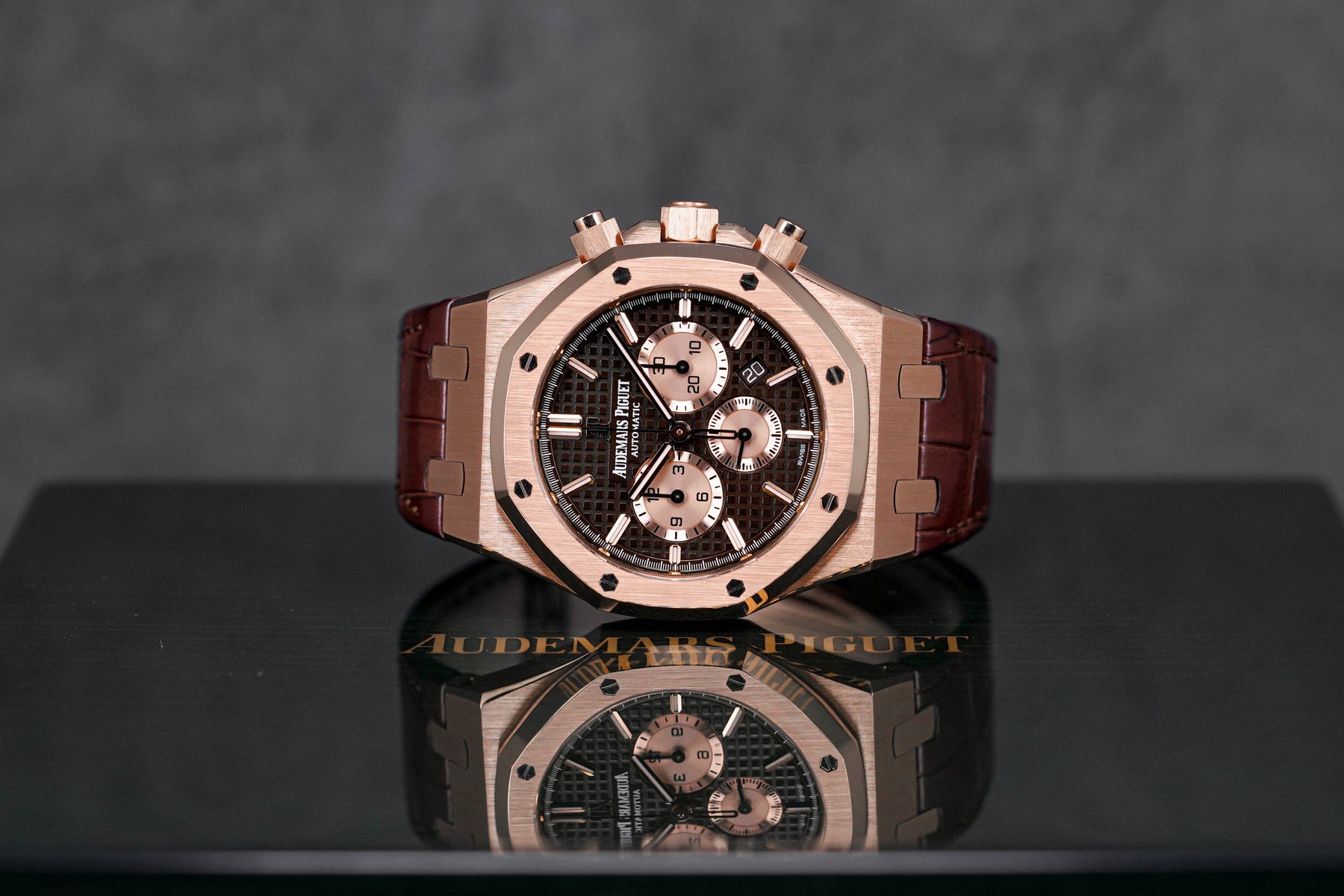 ROYAL OAK CHRONOGRAPH 41MM ROSEGOLD BROWN DIAL LEATHER STRAP (2018)