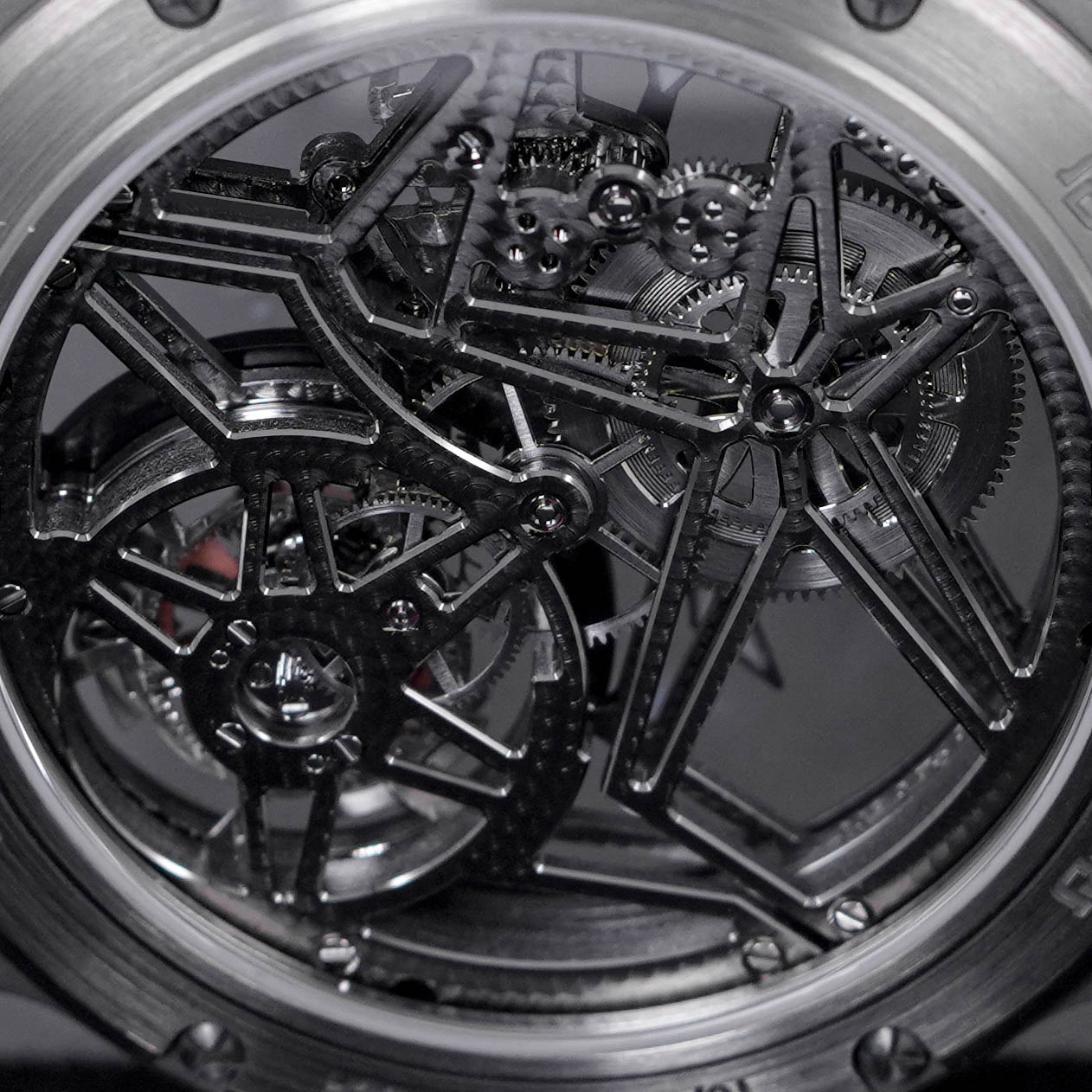 EXCALIBUR SPIDER TITANIUM 45MM RED SKELETON DIAL LIMITED EDITION (WATCH & BOX, NO PAPER)