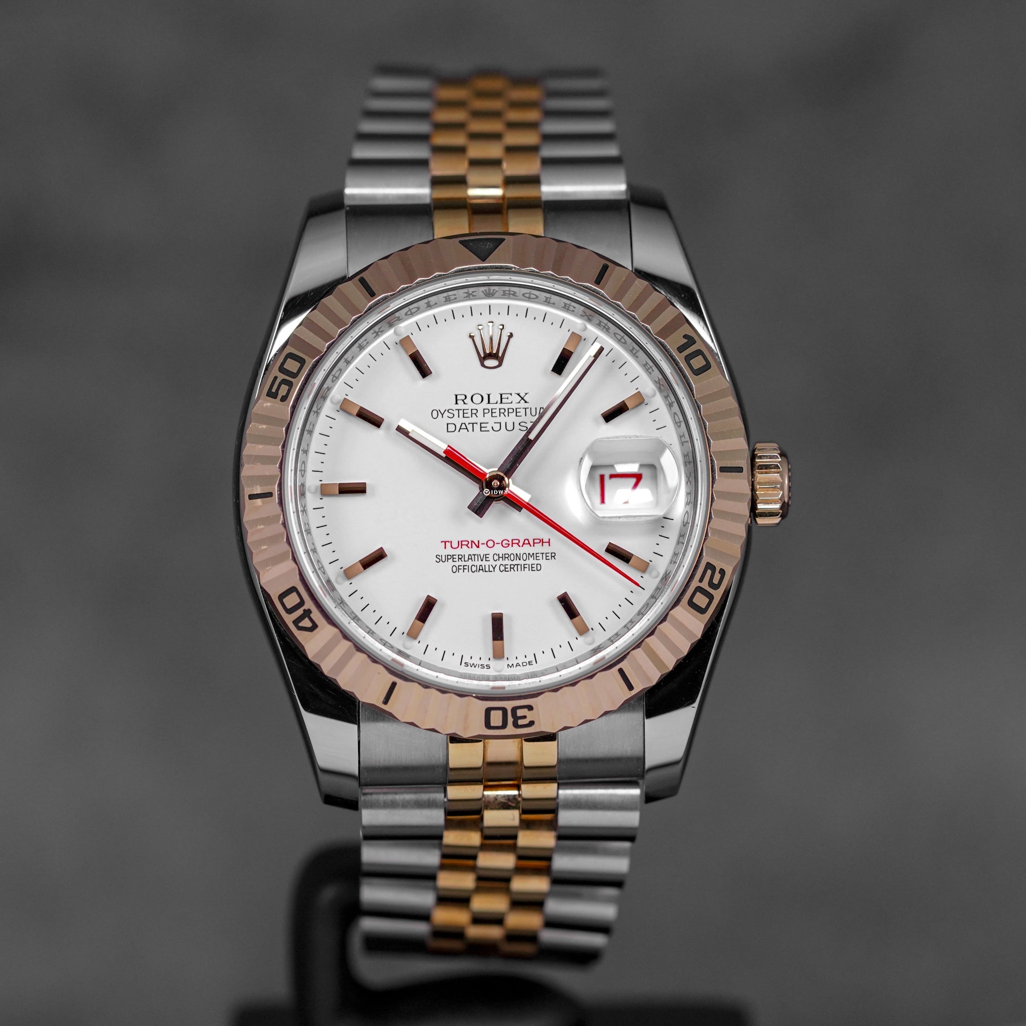 DATEJUST 36MM TWOTONE ROSEGOLD TURN-O-GRAPH WHITE DIAL (AFTERMARKET BRACELET) (2006)