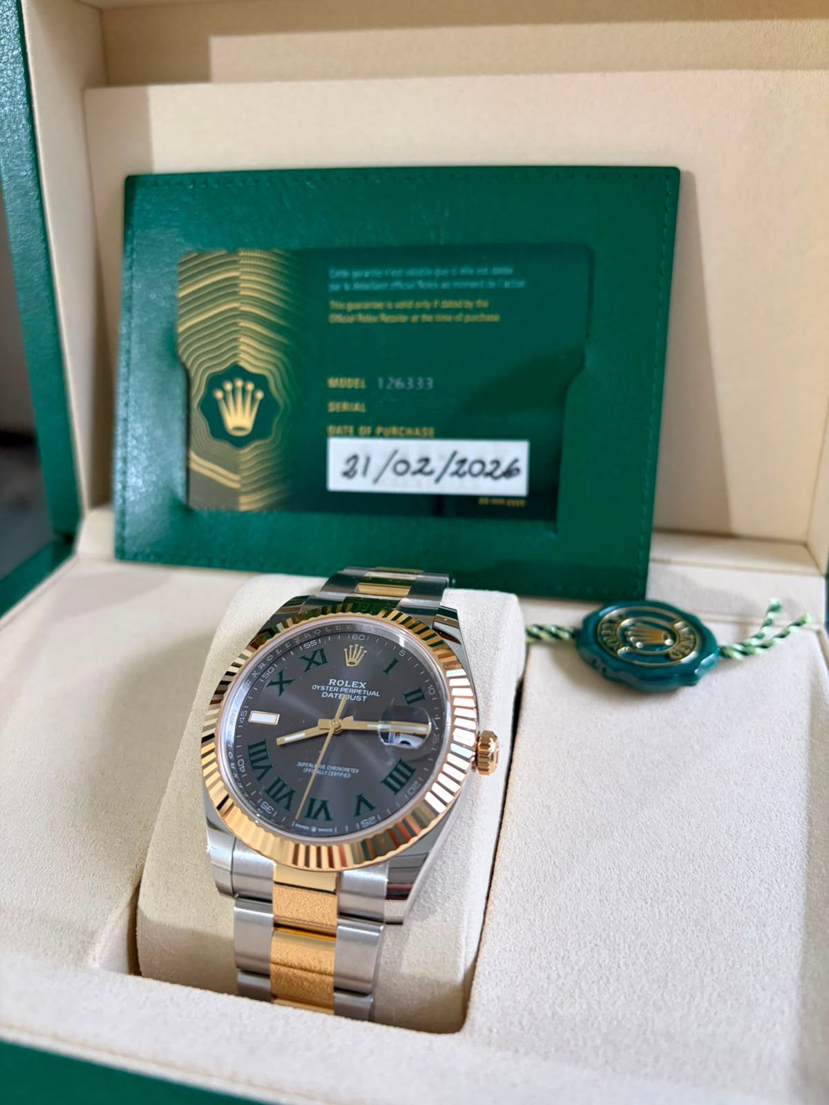 DATEJUST 41MM TWOTONE YELLOWGOLD WIMBLEDON DIAL (2026)