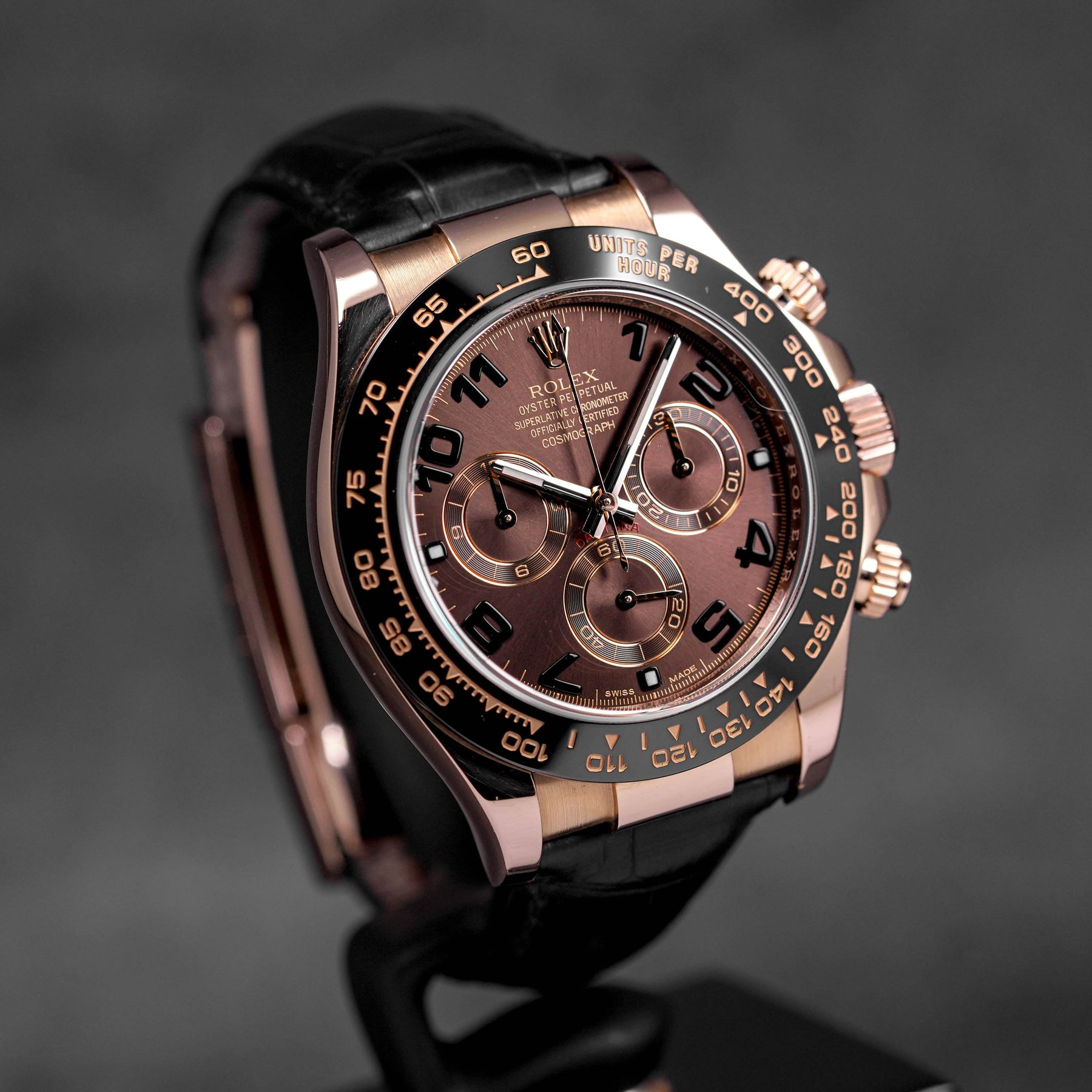 DAYTONA ROSEGOLD CHOCO ARABIC DIAL WITH ALLIGATOR LEATHER STRAP (2014)
