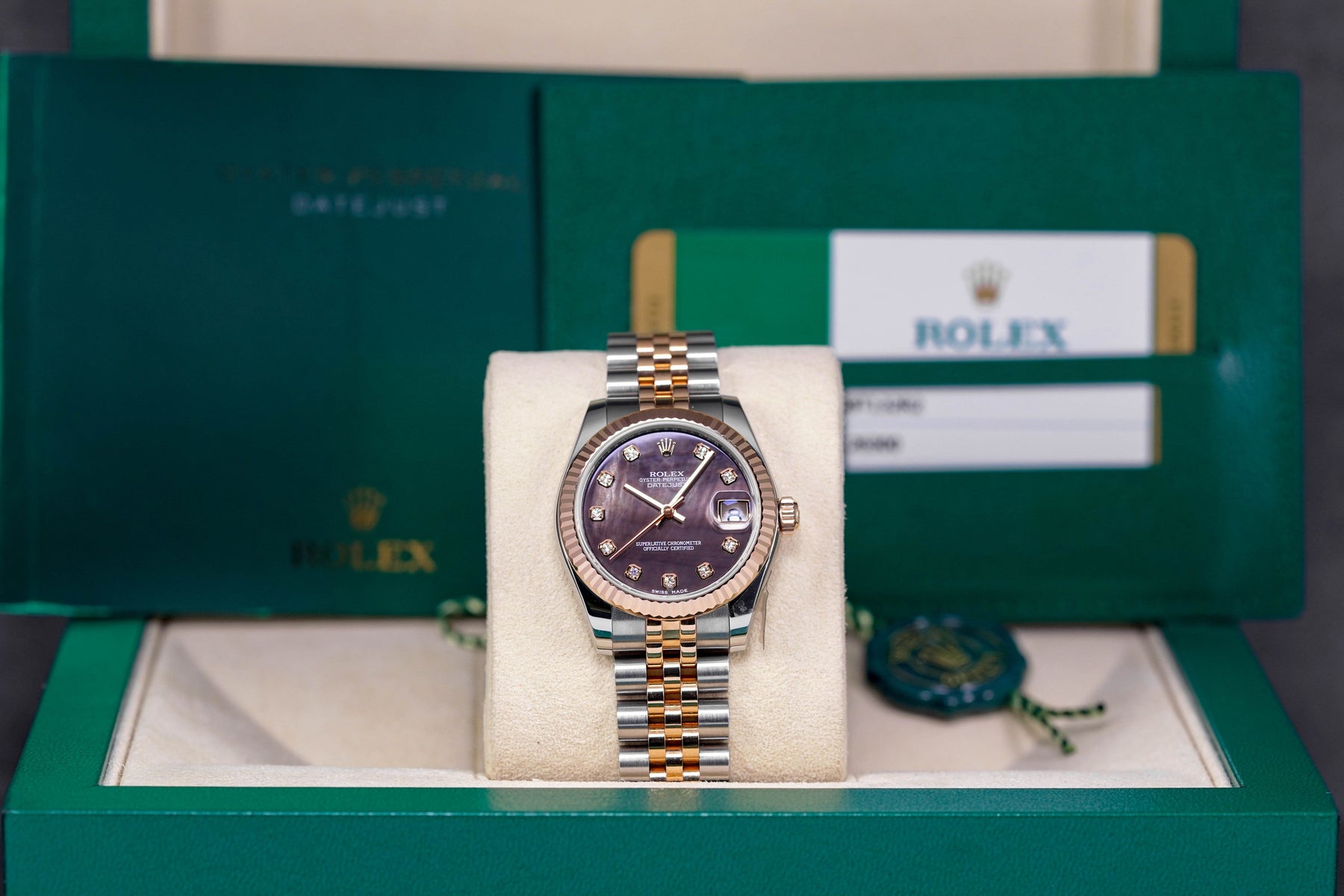 DATEJUST 31MM TWOTONE ROSEGOLD DARK MOP DIAMOND DIAL (2015)
