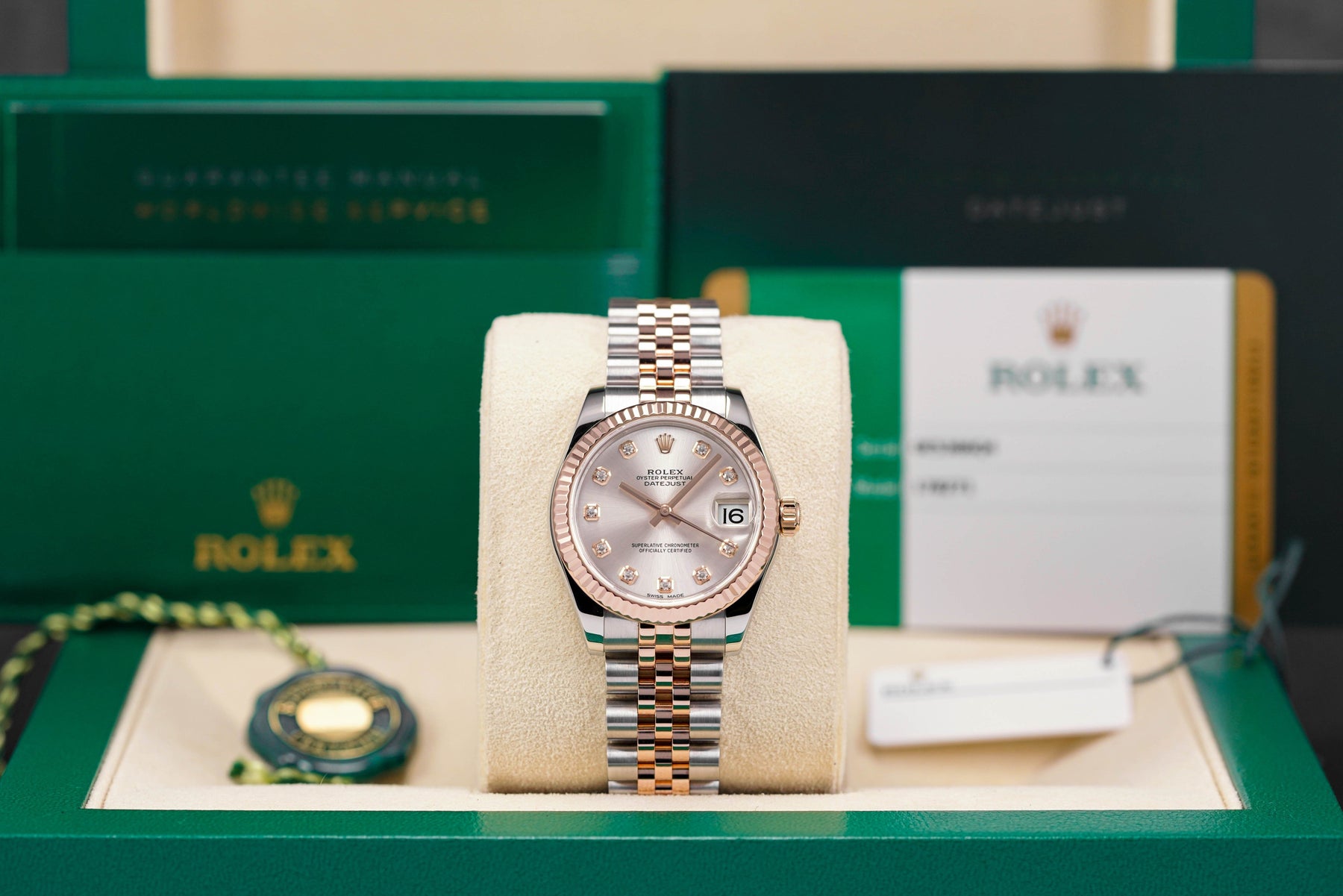 DATEJUST 31MM TWOTONE ROSEGOLD SILVER DIAMOND DIAL (2018)