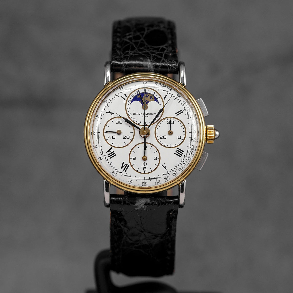 VINTAGE CHRONOGRAPH TWOTONE YELLOWGOLD MOONPHASE SILVER DIAL (WATCH ONLY)