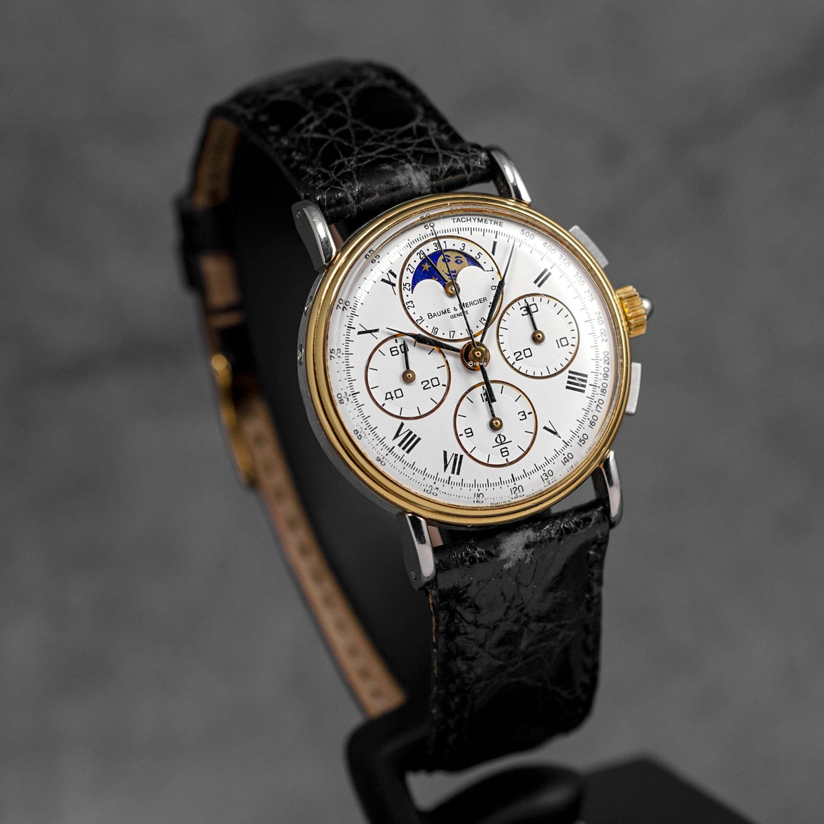 VINTAGE CHRONOGRAPH TWOTONE YELLOWGOLD MOONPHASE SILVER DIAL (WATCH ONLY)
