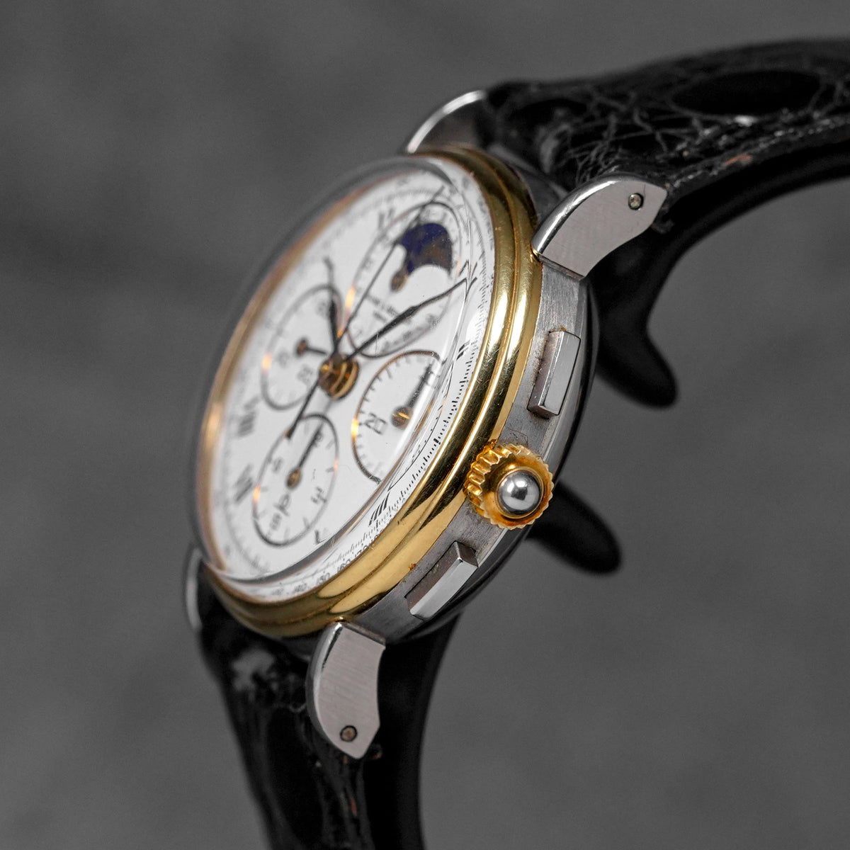 VINTAGE CHRONOGRAPH TWOTONE YELLOWGOLD MOONPHASE SILVER DIAL (WATCH ONLY)