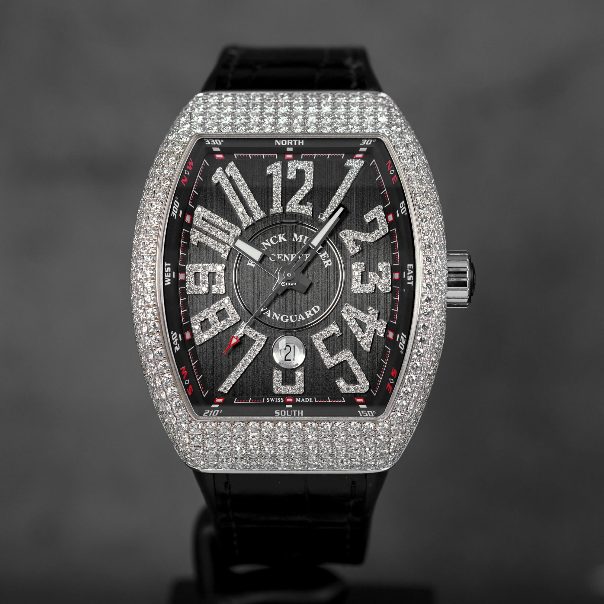 VANGUARD V45 WHITEGOLD BLACK DIAL DIAMOND SET (2017)