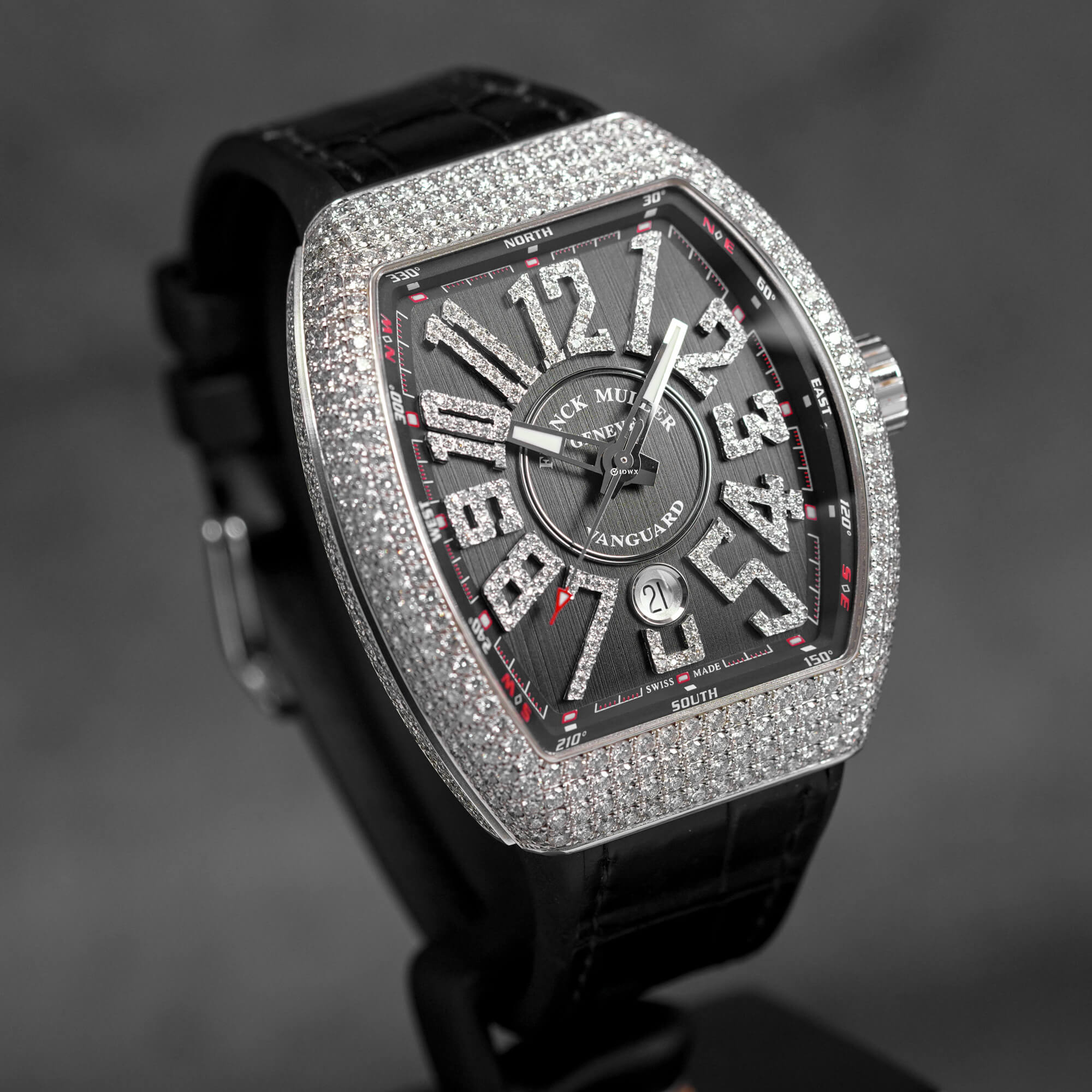 VANGUARD V45 WHITEGOLD BLACK DIAL DIAMOND SET (2017)