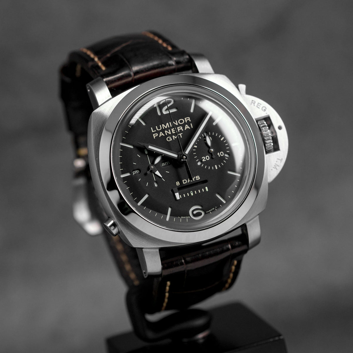 LUMINOR 1950 MONOPULSANTE 8 DAYS GMT 44MM BLACK DIAL PAM 275 (2012)