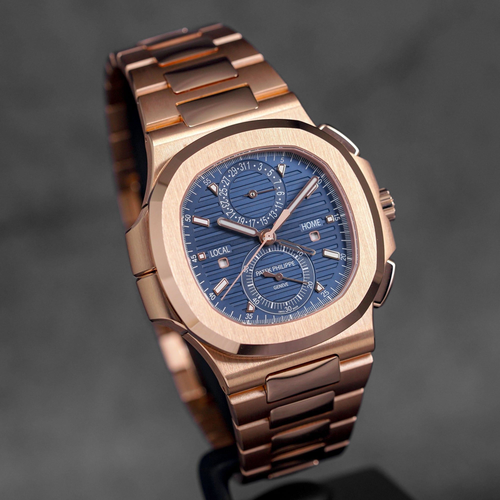 NAUTILUS 5990/1R TRAVEL TIME ROSEGOLD BLUE DIAL