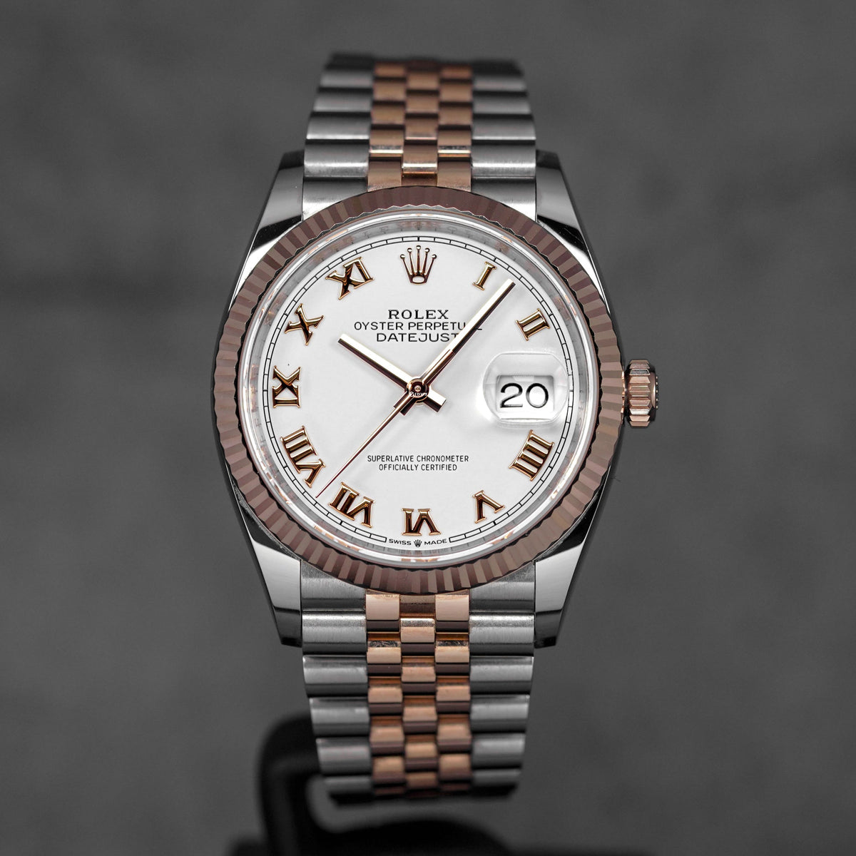 DATEJUST 36MM TWOTONE ROSEGOLD WHITE ROMAN DIAL (2021)