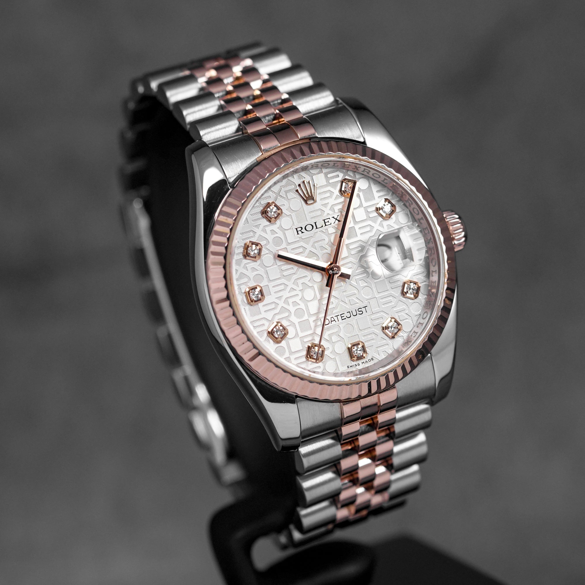 DATEJUST 36MM TWOTONE ROSEGOLD SILVER COMPUTERIZED DIAMOND DIAL (2007)