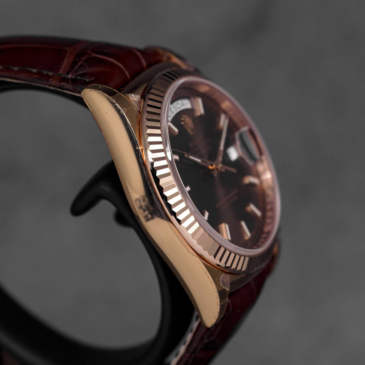DAYDATE 36MM ROSEGOLD CHOCO DIAL LEATHER STRAP (2014)