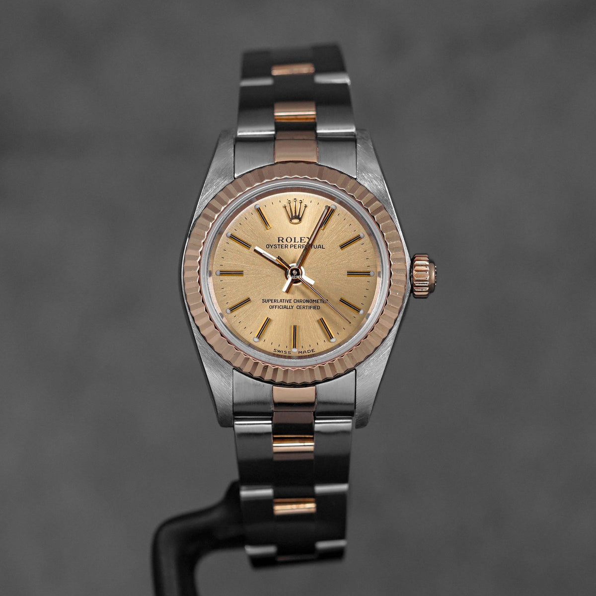 OYSTER PERPETUAL 24MM TWOTONE YELLOWGOLD CHAMPAGNE DIAL (WATCH ONLY)