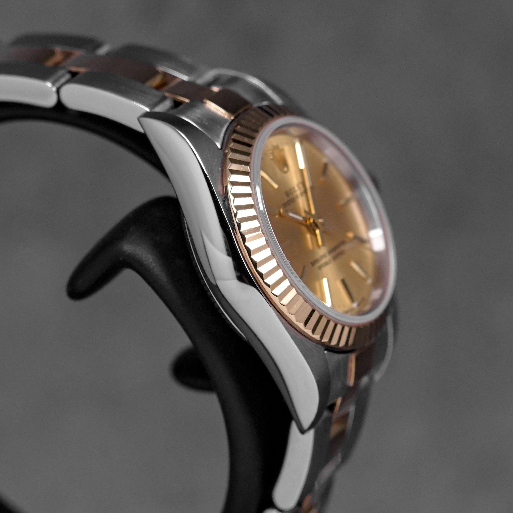 OYSTER PERPETUAL 24MM TWOTONE YELLOWGOLD CHAMPAGNE DIAL (WATCH ONLY)