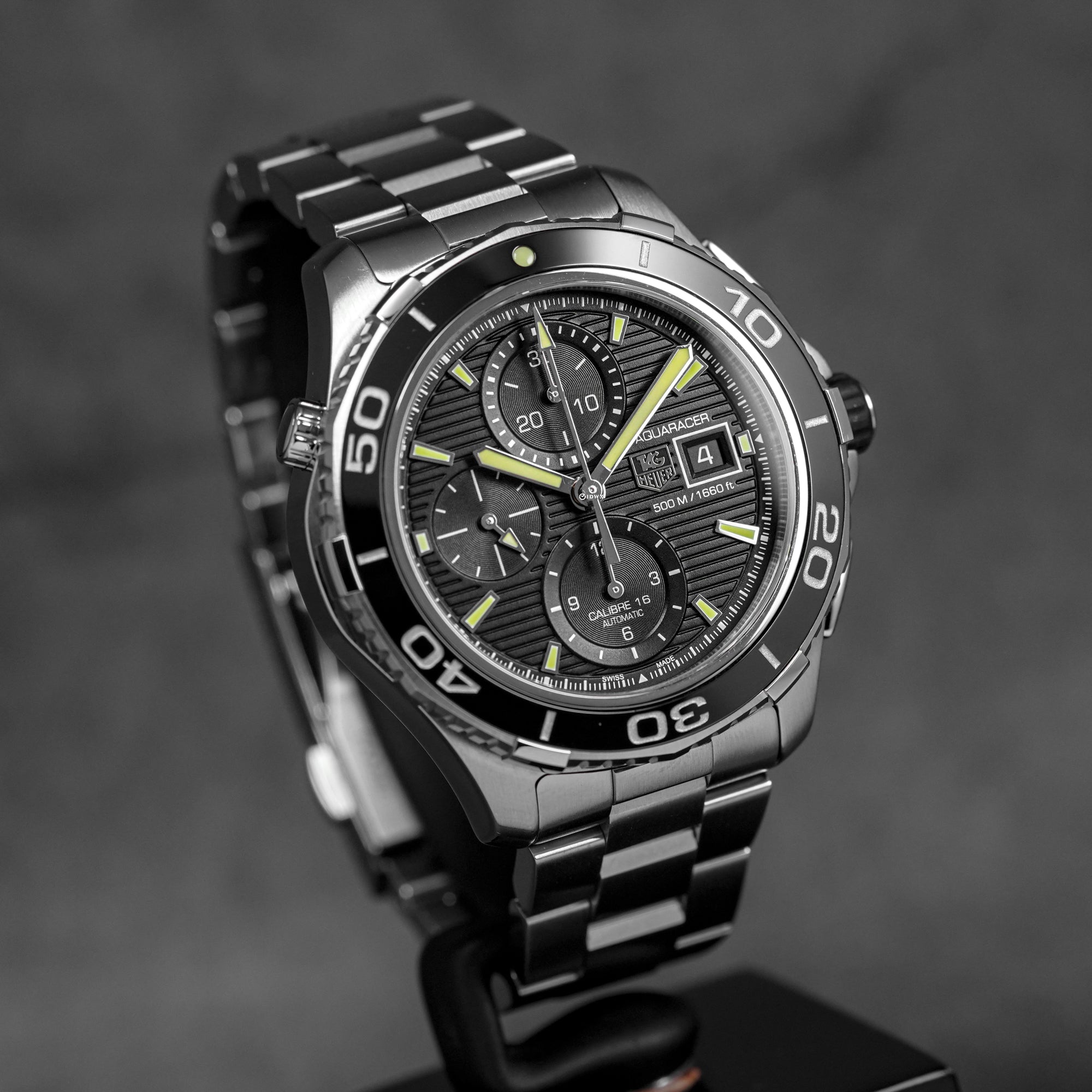 AQUARACER 500M CALIBRE 16 CHRONOGRAPH BLACK DIAL (2016)