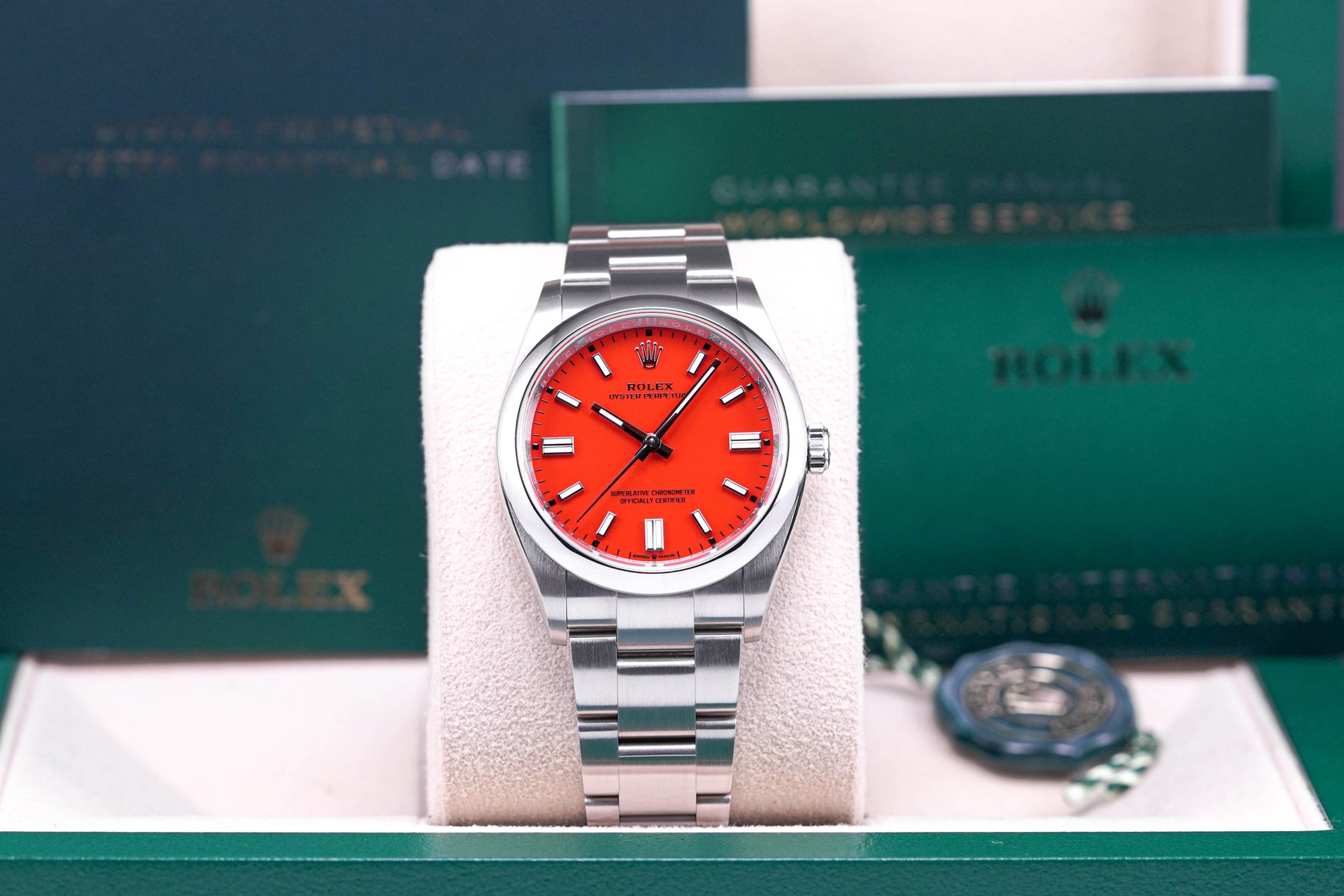 ROLEX OYSTER PERPETUAL 36MM RED CORAL