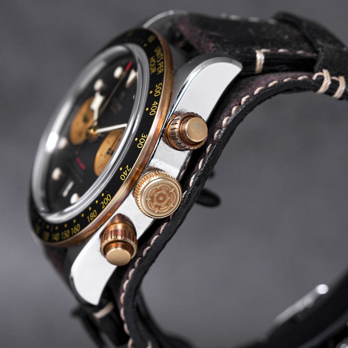 BLACKBAY CHRONO S&G BLACK DIAL BROWN LEATHER STRAP (2019)