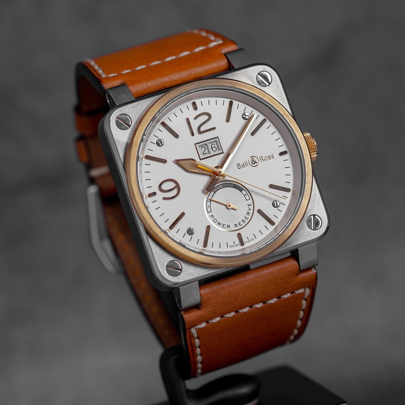 BR 03-90 42MM TWOTONE ROSEGOLD OFF WHITE DIAL (WATCH & BOX)