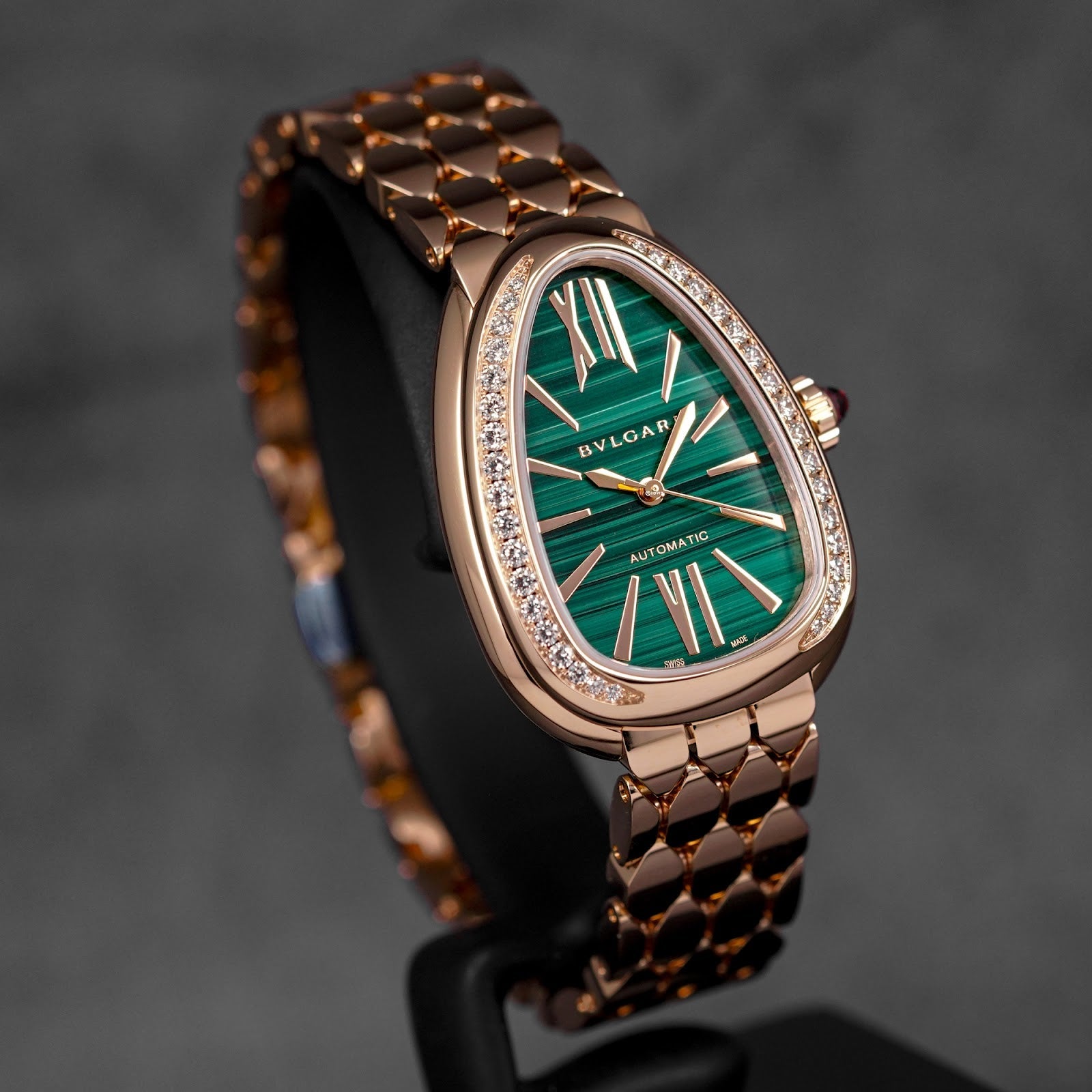 SERPENTI SEDUTTORI ROSEGOLD GREEN MALACHITE DIAL DIAMOND BEZEL (2026)