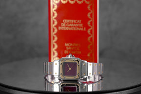 SANTOS CARRÉE TWOTONE YELLOWGOLD BURGUNDY DIAL (UNDATED)