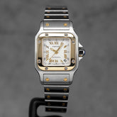 SANTOS GALBEE TWOTONE YELLOWGOLD SILVER ROMAN GOLD DIAL (WATCH ONLY)