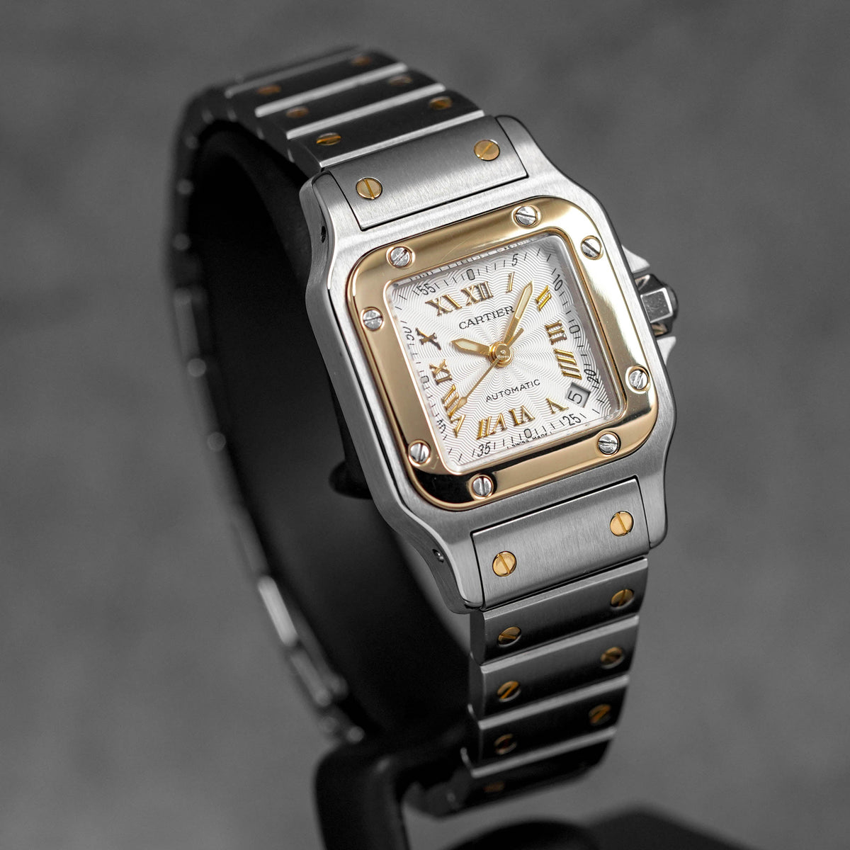 SANTOS GALBEE TWOTONE YELLOWGOLD SILVER ROMAN GOLD DIAL (WATCH ONLY)