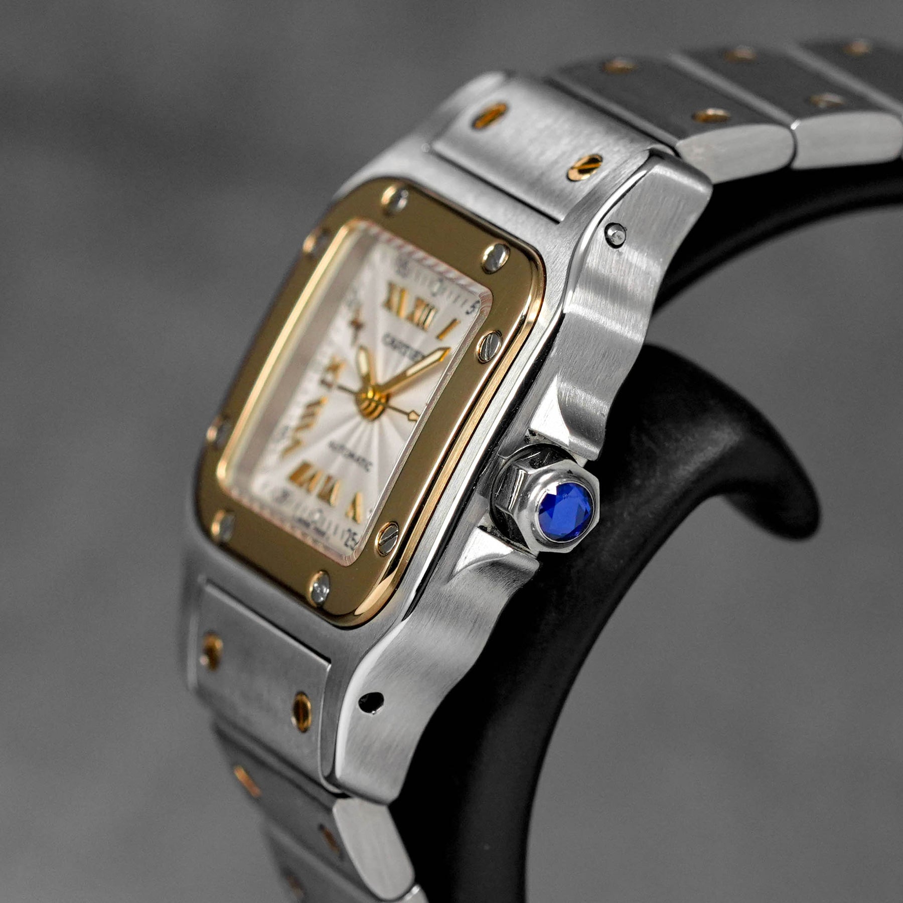 SANTOS GALBEE TWOTONE YELLOWGOLD SILVER ROMAN GOLD DIAL (WATCH ONLY)