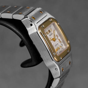 SANTOS GALBEE TWOTONE YELLOWGOLD SILVER ROMAN GOLD DIAL (WATCH ONLY)