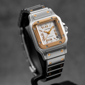 SANTOS GALBEE TWOTONE YELLOWGOLD SILVER ROMAN GOLD DIAL (WATCH ONLY)