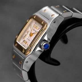 SANTOS GALBEE TWOTONE YELLOWGOLD SILVER ROMAN GOLD DIAL (WATCH ONLY)