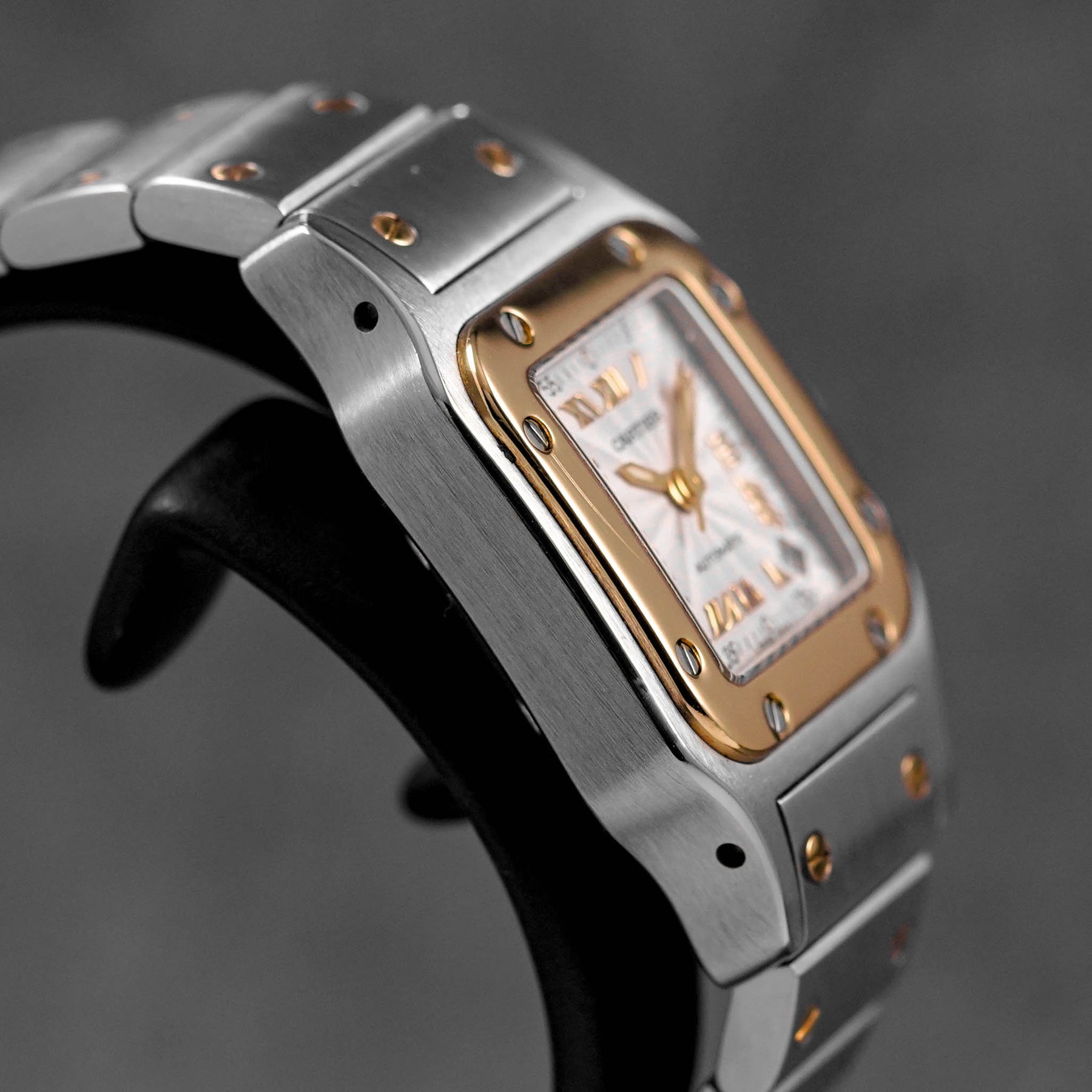 SANTOS GALBEE TWOTONE YELLOWGOLD SILVER ROMAN GOLD DIAL (WATCH ONLY)