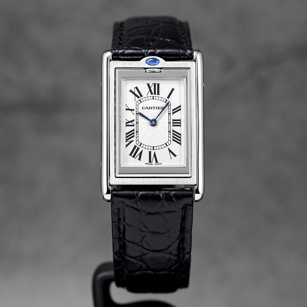 CARTIER TANK BASCULANTE MECANIQUE BLACK LEATHER STRAP (WATCH ONLY