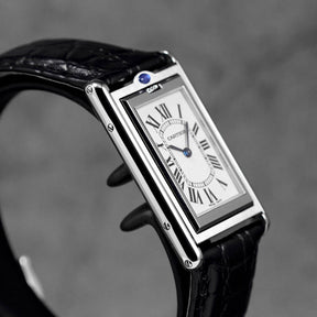 CARTIER TANK BASCULANTE MECANIQUE BLACK LEATHER STRAP (WATCH ONLY